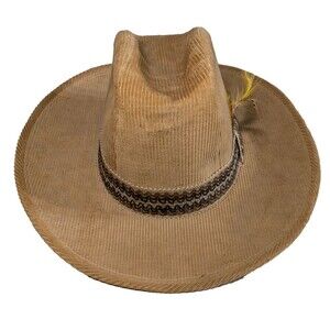 VTG United Hatters Vintage TAN Corduroy Hat Size S: 6 3/4-6 7/8